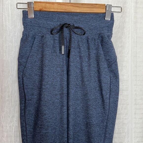 lululemon 0 Heather Indigo Blue Black Drawstrings Two Pocket Athletic Jogger - Picture 3 of 13